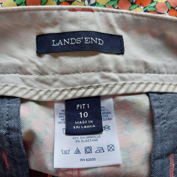Lands End Women's Size 10 Chino Vibrant Orange Yellow Fruit Print Causal Shorts - Picture 5 of 10